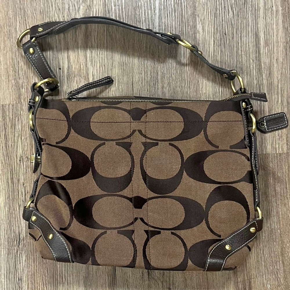 Brown coach Carly Monogram Shoulder Bag